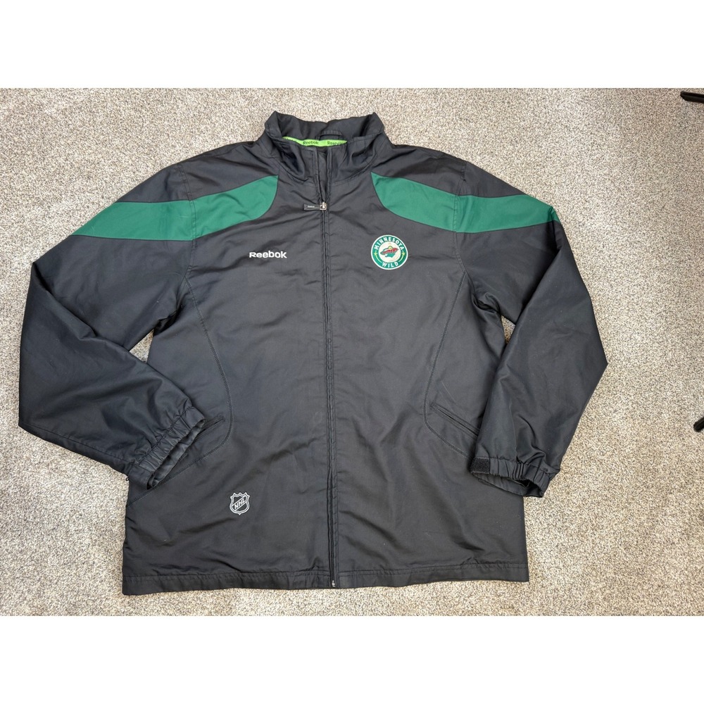 Reebok NHL Minnesota Wild Center Ice Collection‎ Track Jacket Black Green Mens L